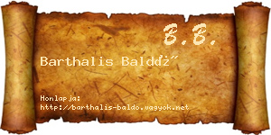 Barthalis Baldó névjegykártya